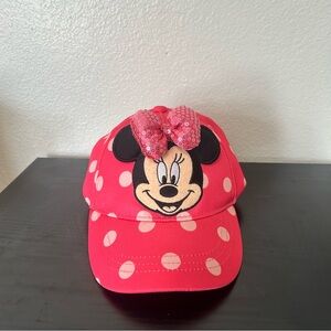Disney Parks Minnie Mouse bow baseball pink cap hat adjustable stretch band 6"